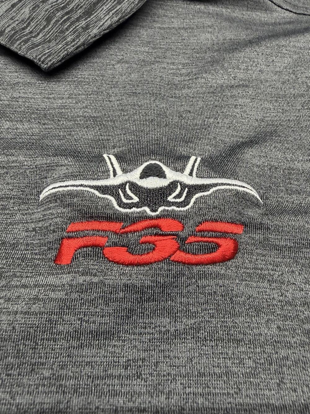 pebble beach performance polo Mens XL Gray Embroidered Lockheed Martin F-35
